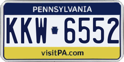 PA license plate KKW6552
