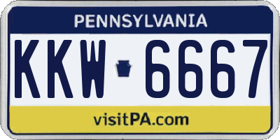 PA license plate KKW6667