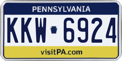 PA license plate KKW6924