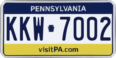 PA license plate KKW7002