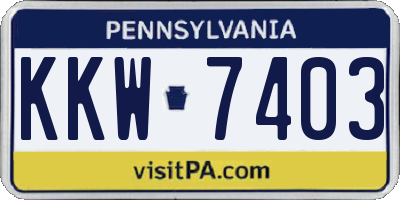 PA license plate KKW7403