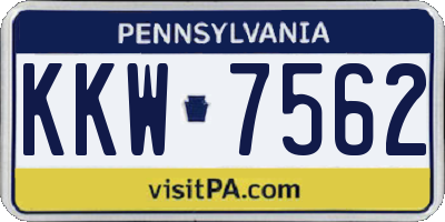 PA license plate KKW7562
