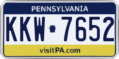PA license plate KKW7652