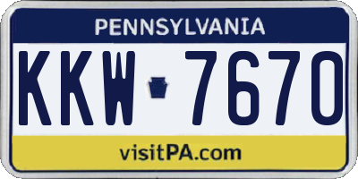 PA license plate KKW7670