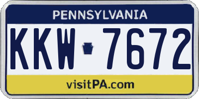 PA license plate KKW7672