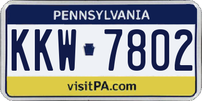 PA license plate KKW7802