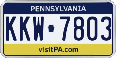 PA license plate KKW7803