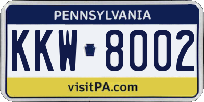PA license plate KKW8002