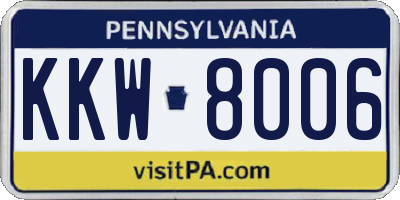 PA license plate KKW8006