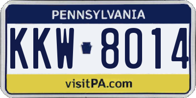 PA license plate KKW8014