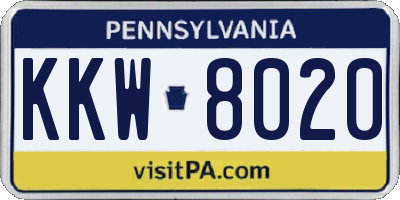 PA license plate KKW8020