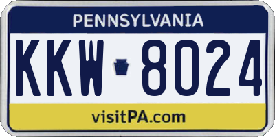 PA license plate KKW8024