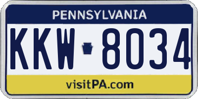 PA license plate KKW8034