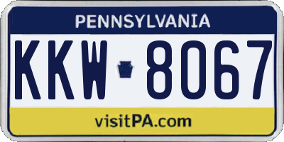 PA license plate KKW8067
