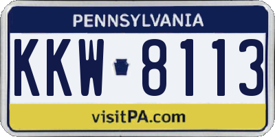 PA license plate KKW8113