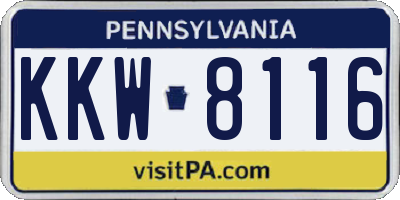 PA license plate KKW8116