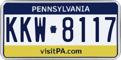 PA license plate KKW8117