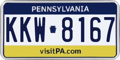 PA license plate KKW8167