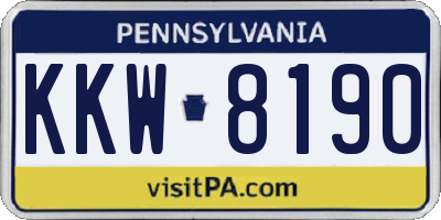 PA license plate KKW8190