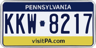PA license plate KKW8217