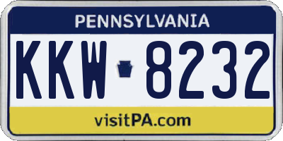 PA license plate KKW8232
