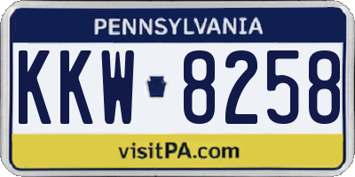 PA license plate KKW8258
