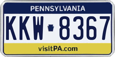 PA license plate KKW8367