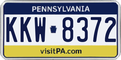 PA license plate KKW8372