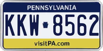 PA license plate KKW8562