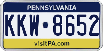 PA license plate KKW8652