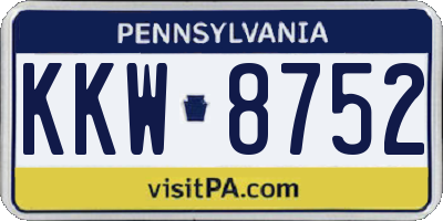 PA license plate KKW8752