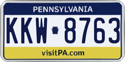 PA license plate KKW8763