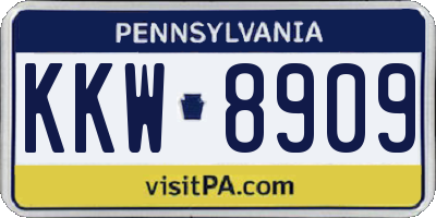 PA license plate KKW8909