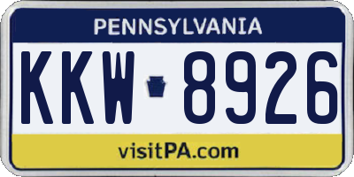 PA license plate KKW8926