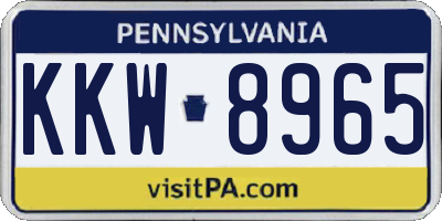 PA license plate KKW8965