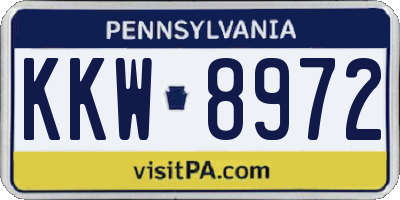 PA license plate KKW8972