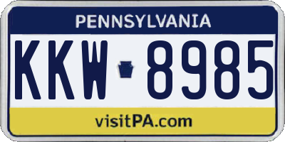 PA license plate KKW8985