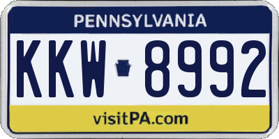 PA license plate KKW8992