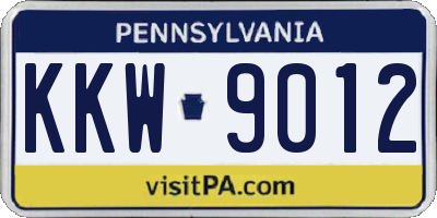 PA license plate KKW9012