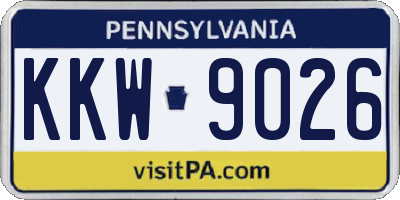 PA license plate KKW9026