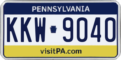 PA license plate KKW9040