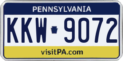 PA license plate KKW9072