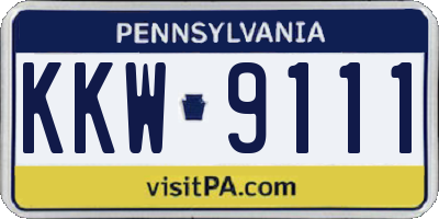 PA license plate KKW9111
