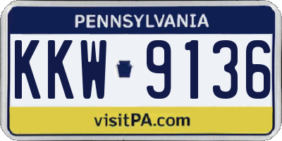 PA license plate KKW9136