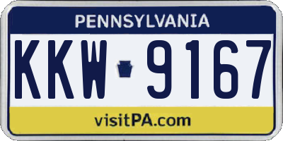 PA license plate KKW9167