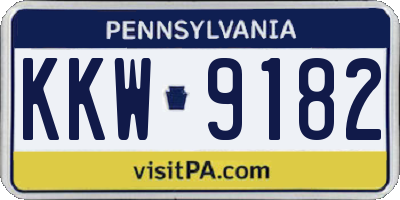 PA license plate KKW9182