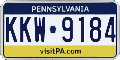 PA license plate KKW9184