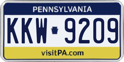 PA license plate KKW9209