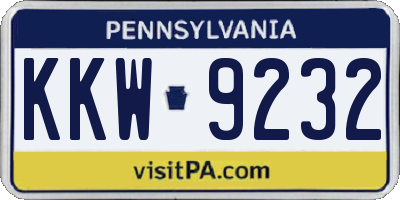 PA license plate KKW9232