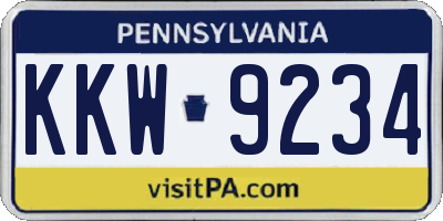 PA license plate KKW9234